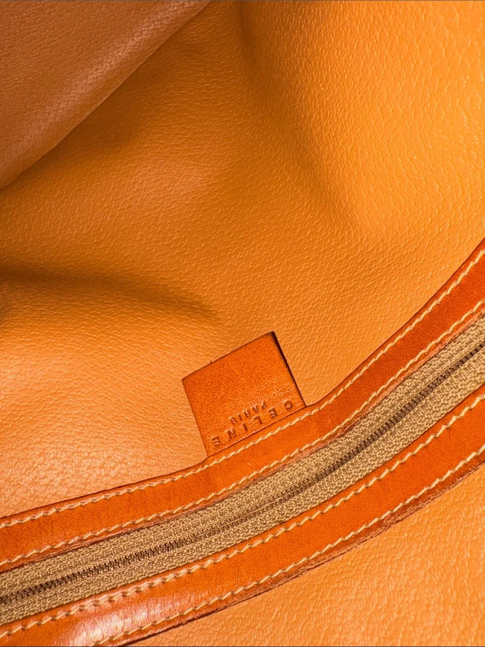 Celine Brown Monogram Messenger Bag with Tan Leather Trim